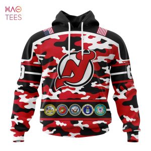 BEST NHL New Jersey Devils, Specialized Design Wih Camo Team Color And Military Force Logo 3D Hoodie