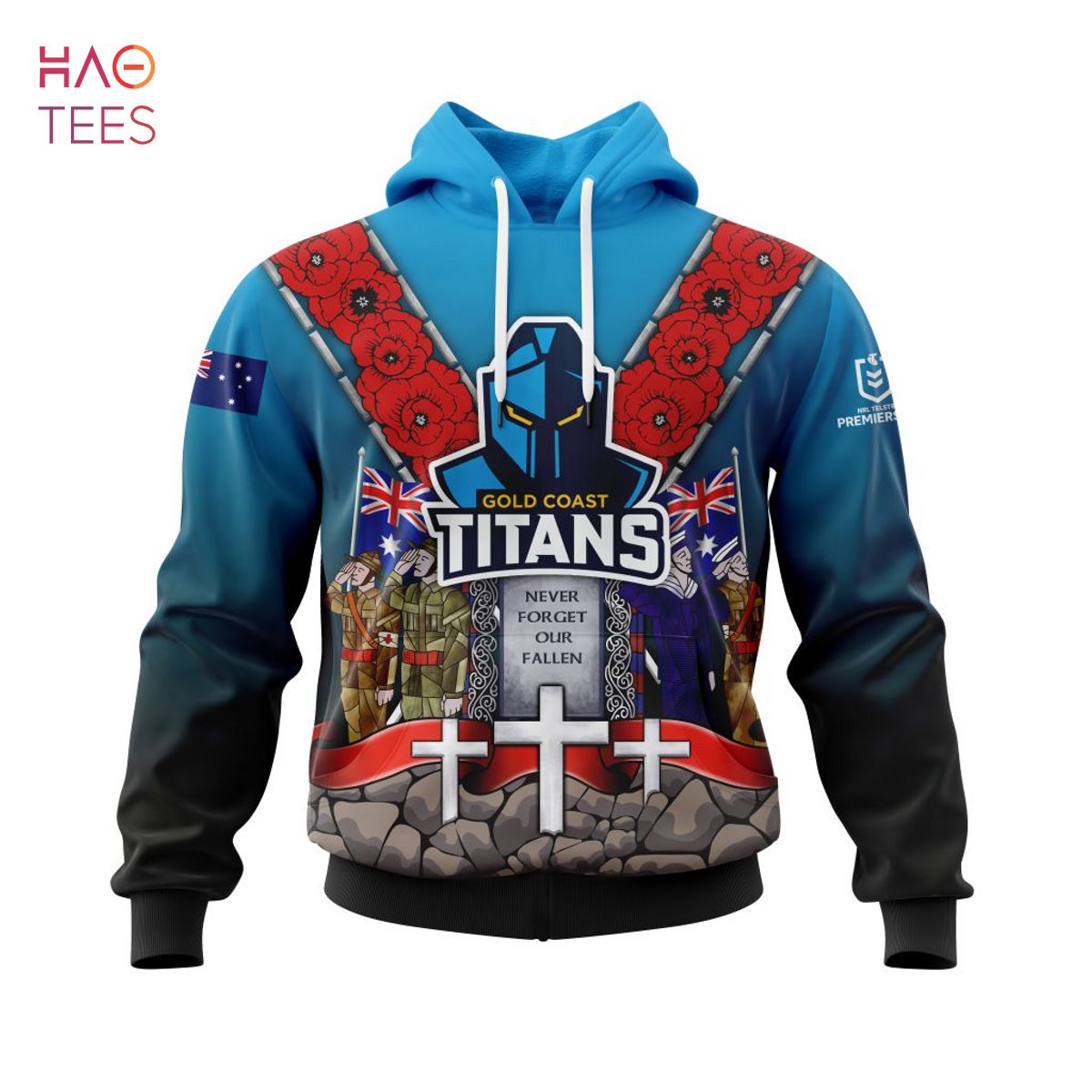 BEST NRL Gold Coast Titans, Specialized Anzac Jersey Concepts 3D Hoodie