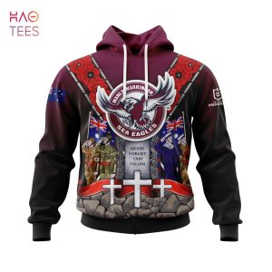 BEST NRL Manly Warringah Sea Eagles, Specialized Anzac Jersey Concepts 3D Hoodie