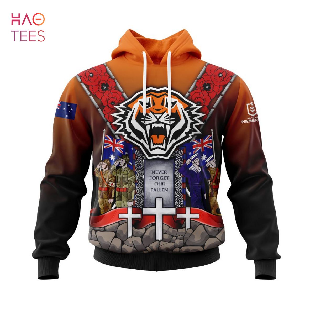 BEST NRL Wests Tigers, Specialized Anzac Jersey Concepts 3D Hoodie BEST NRL Wests Tigers, Specialized Anzac Jersey Concepts 3D Hoodie