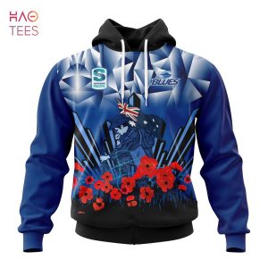 BEST Super Rugby Auckland Blues, Specialized 2022 Anzac Jersey Concepts 3D Hoodie