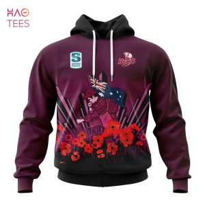 BEST Super Rugby Queensland Reds, Specialized 2022 Anzac Jersey Concepts 3D Hoodie