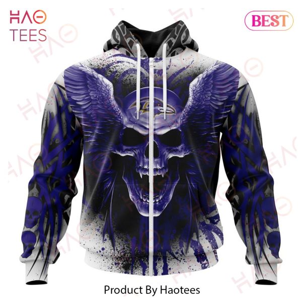 NEW NFL Baltimore Ravens Special Kits With Skull Art 3D Hoodie