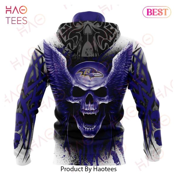NEW NFL Baltimore Ravens Special Kits With Skull Art 3D Hoodie