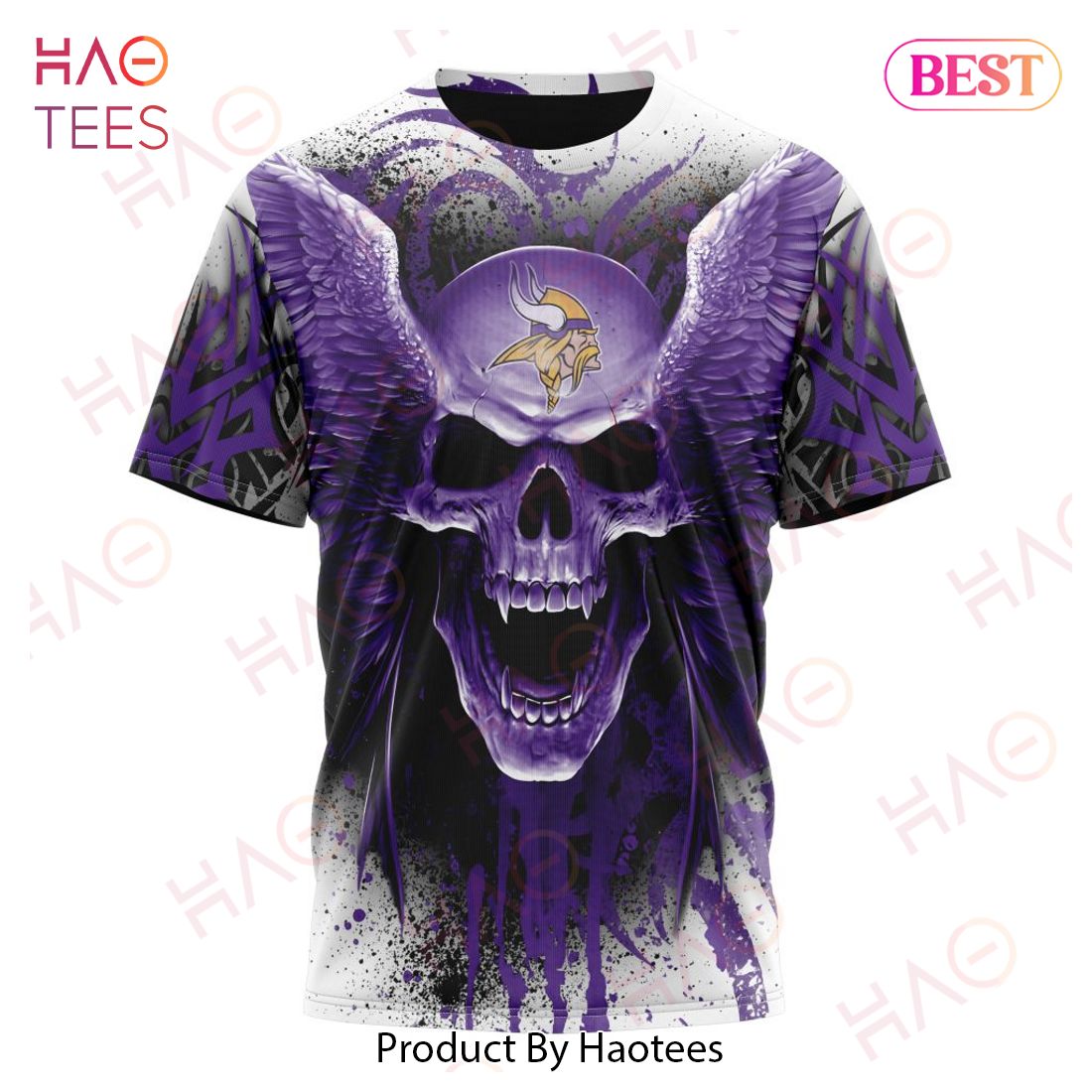 Minnesota Vikings Skull Pattern Name 3D Baseball Jersey Shirt