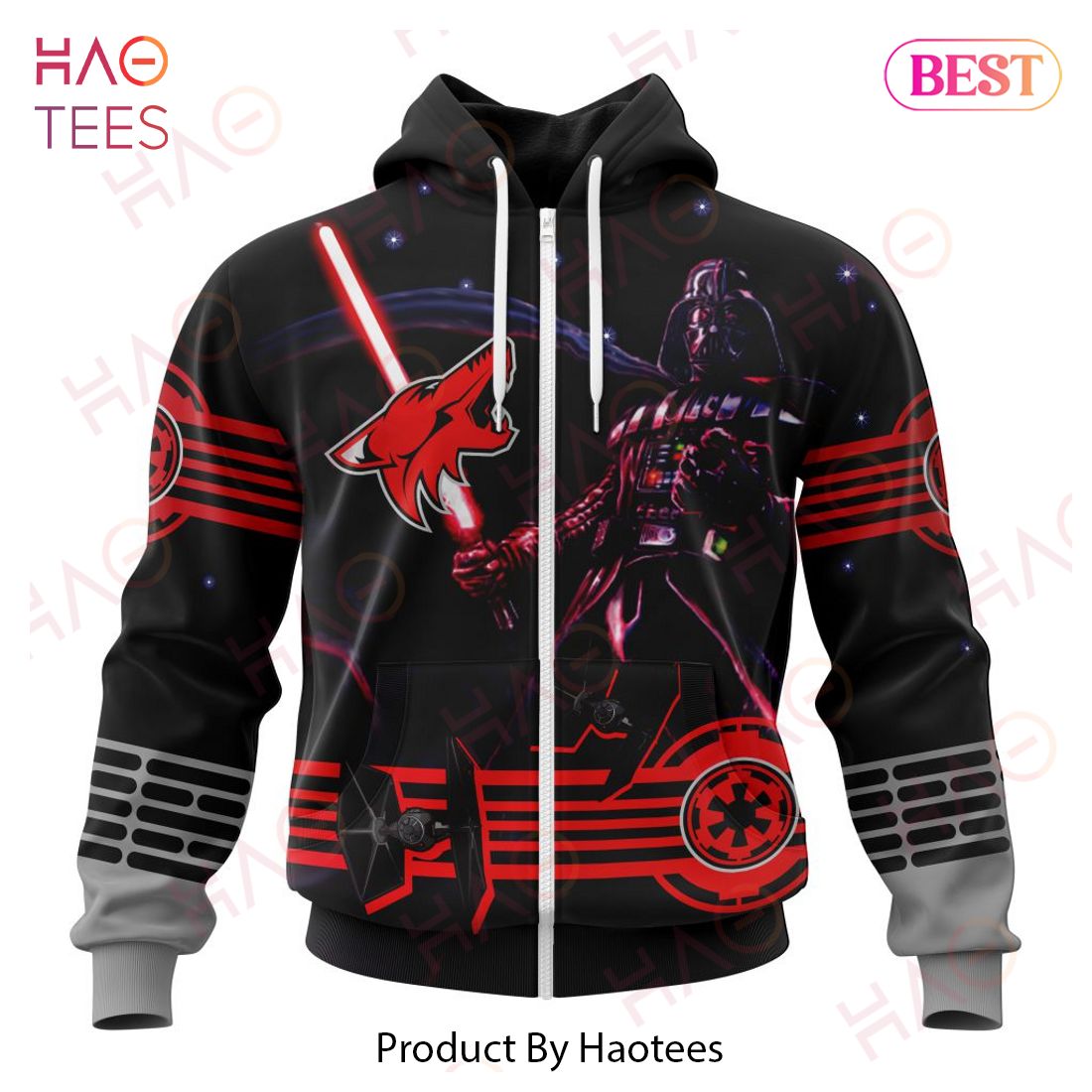 NHL Arizona Coyotes Specialized Starwar Darth Vader Version Jersey Hoodie NHL Arizona Coyotes Specialized Starwar Darth Vader Version Jersey Hoodie