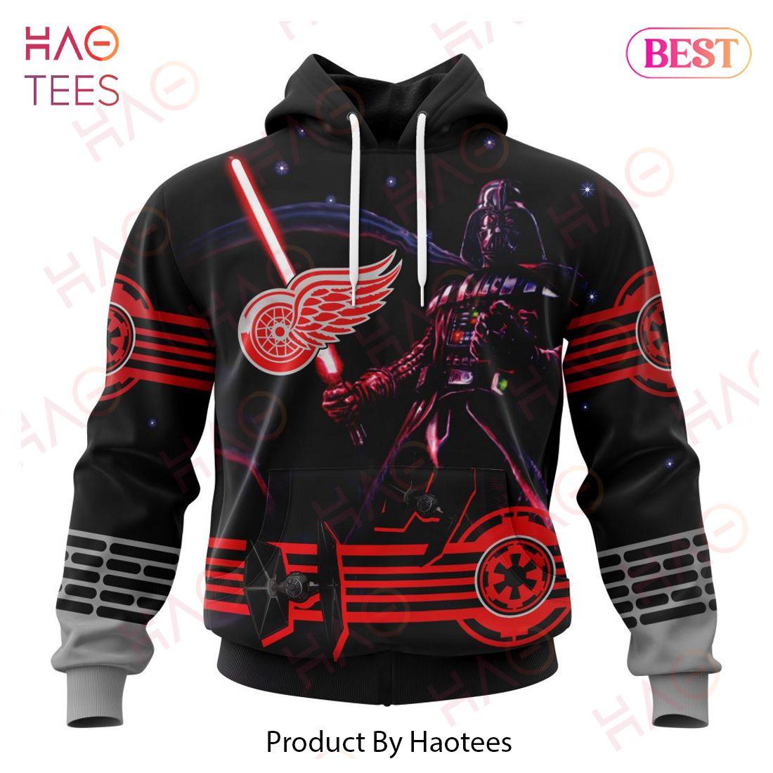 NHL Detroit Red Wings Specialized Starwar Darth Vader Version Jersey Hoodie NHL Detroit Red Wings Specialized Starwar Darth Vader Version Jersey Hoodie
