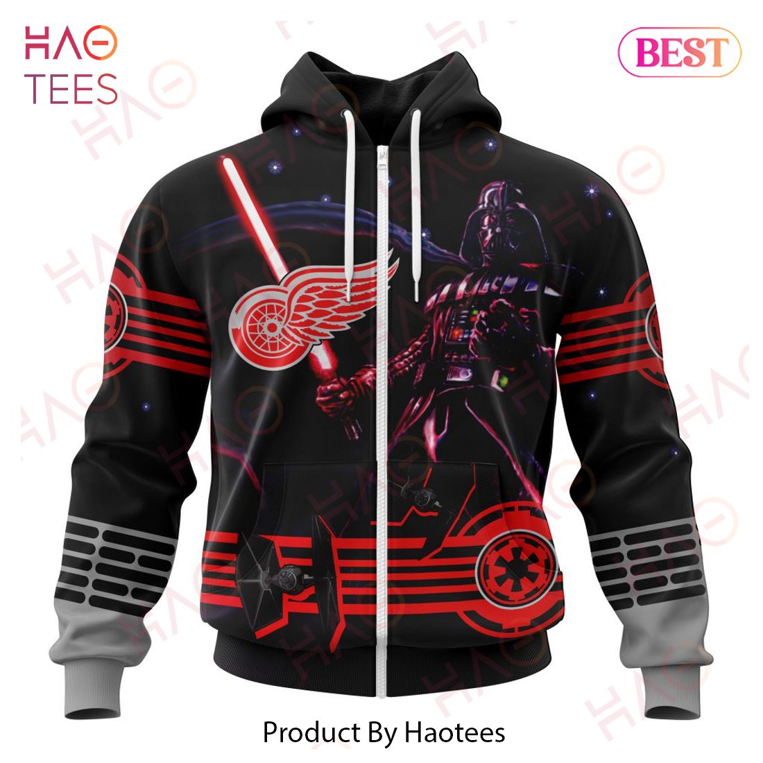 NHL Detroit Red Wings Specialized Starwar Darth Vader Version Jersey Hoodie NHL Detroit Red Wings Specialized Starwar Darth Vader Version Jersey Hoodie