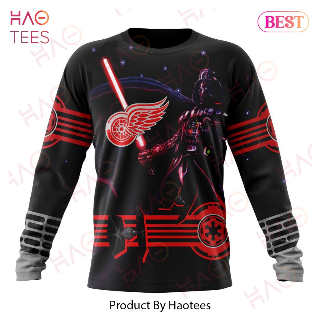 NHL Detroit Red Wings Specialized Starwar Darth Vader Version Jersey Hoodie NHL Detroit Red Wings Specialized Starwar Darth Vader Version Jersey Hoodie