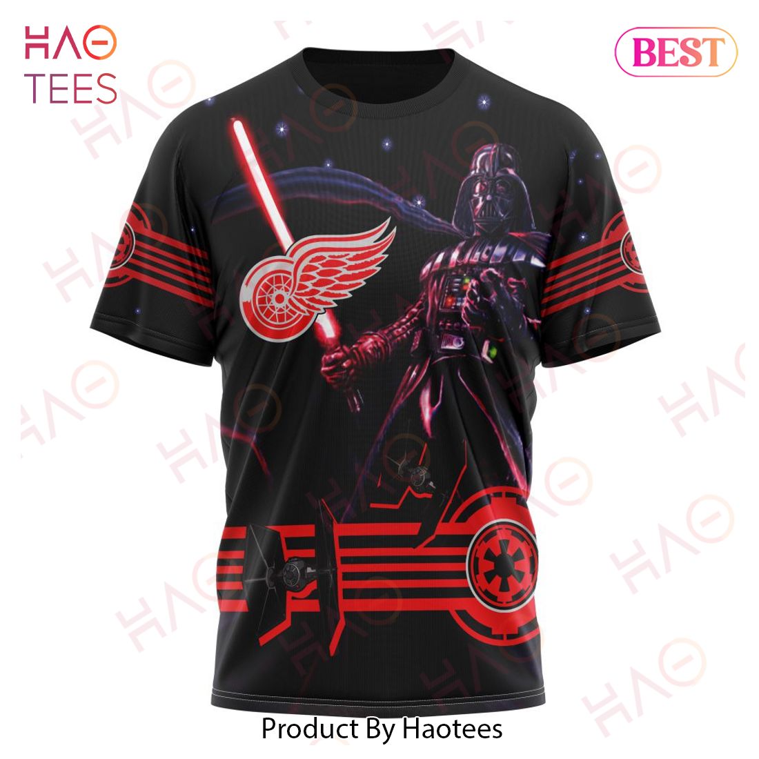 NHL Detroit Red Wings Specialized Starwar Darth Vader Version Jersey Hoodie NHL Detroit Red Wings Specialized Starwar Darth Vader Version Jersey Hoodie