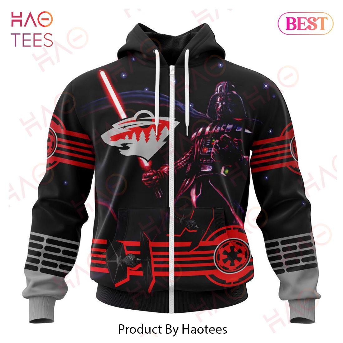 NHL Minnesota Wild Specialized Starwar Darth Vader Version Jersey Hoodie NHL Minnesota Wild Specialized Starwar Darth Vader Version Jersey Hoodie