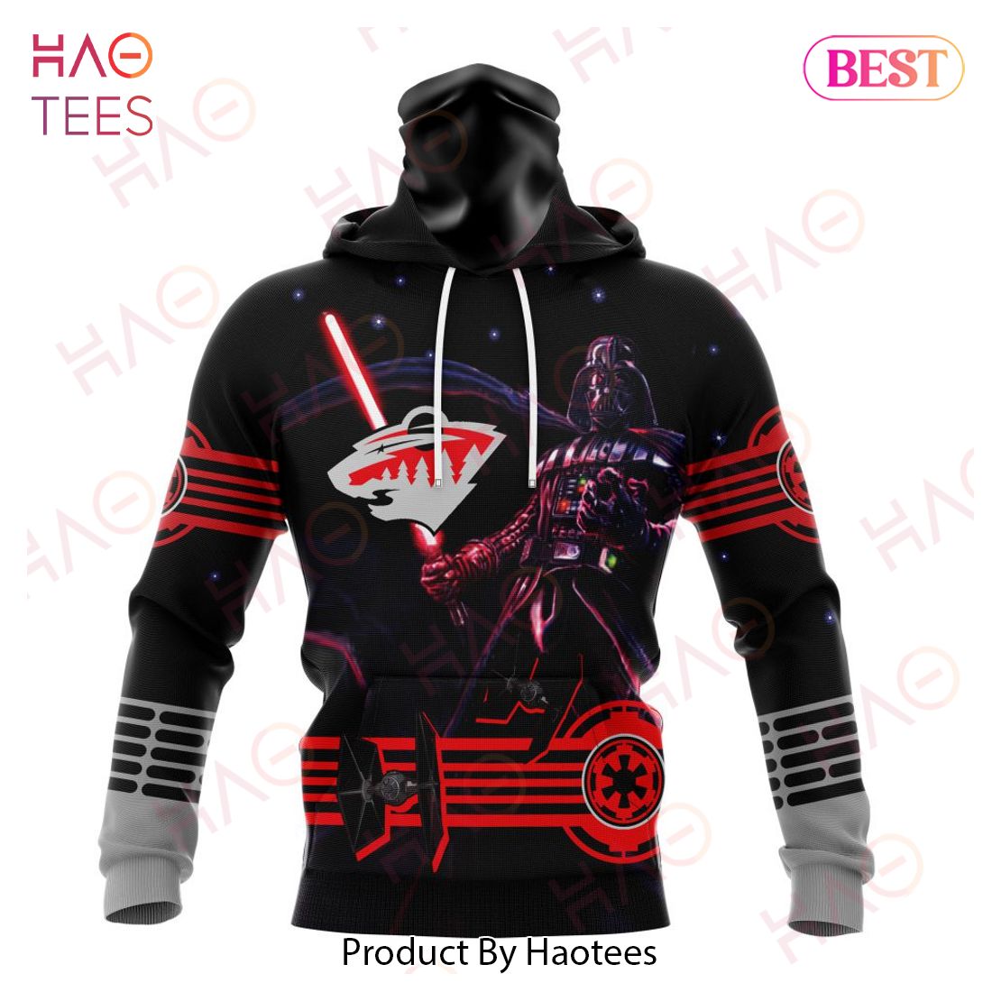 NHL Minnesota Wild Specialized Starwar Darth Vader Version Jersey Hoodie NHL Minnesota Wild Specialized Starwar Darth Vader Version Jersey Hoodie
