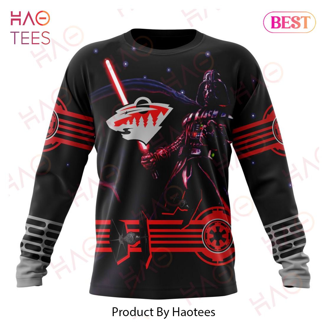 NHL Minnesota Wild Specialized Starwar Darth Vader Version Jersey Hoodie NHL Minnesota Wild Specialized Starwar Darth Vader Version Jersey Hoodie