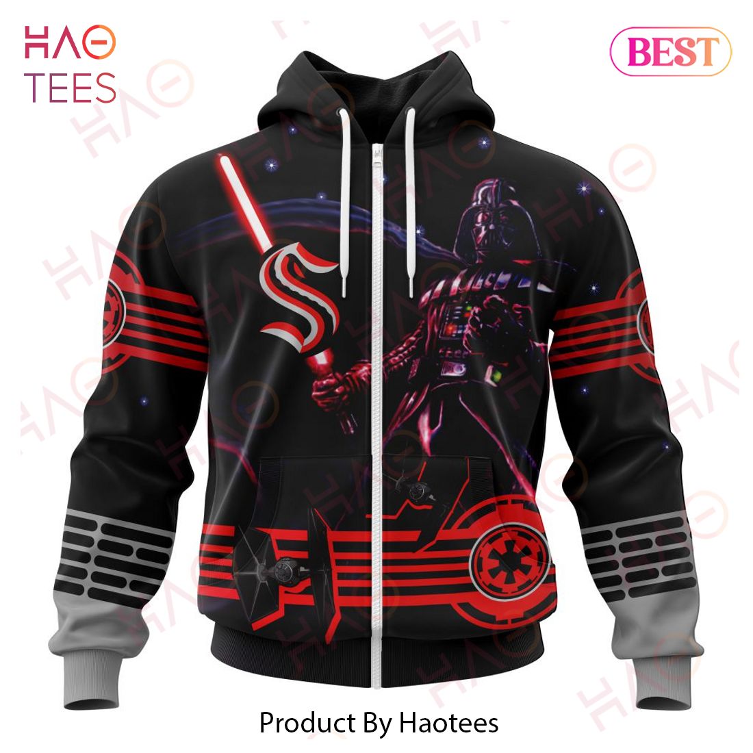 NHL Seattle Kraken Specialized Starwar Darth Vader Version Jersey Hoodie NHL Seattle Kraken Specialized Starwar Darth Vader Version Jersey Hoodie