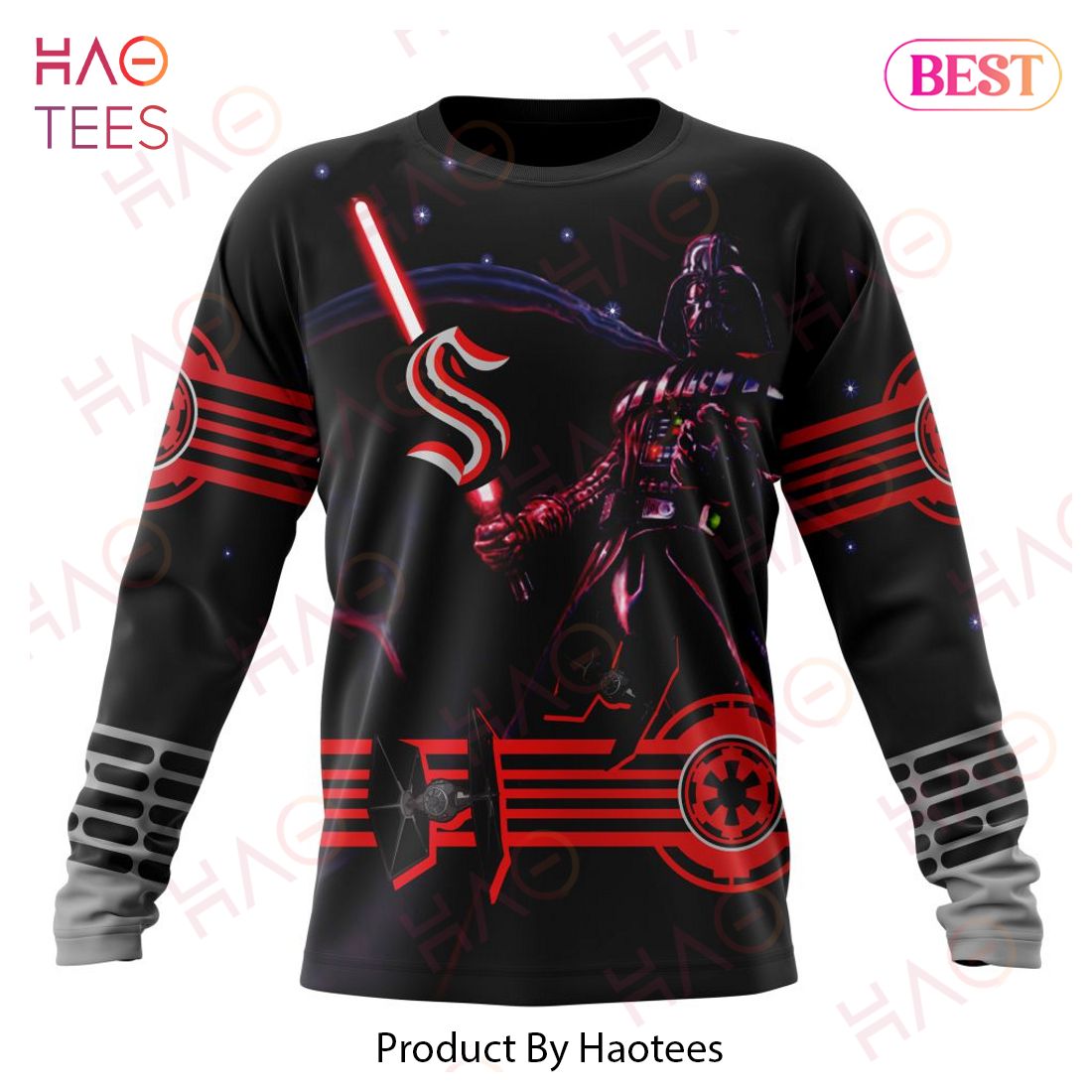 NHL Seattle Kraken Specialized Starwar Darth Vader Version Jersey Hoodie NHL Seattle Kraken Specialized Starwar Darth Vader Version Jersey Hoodie