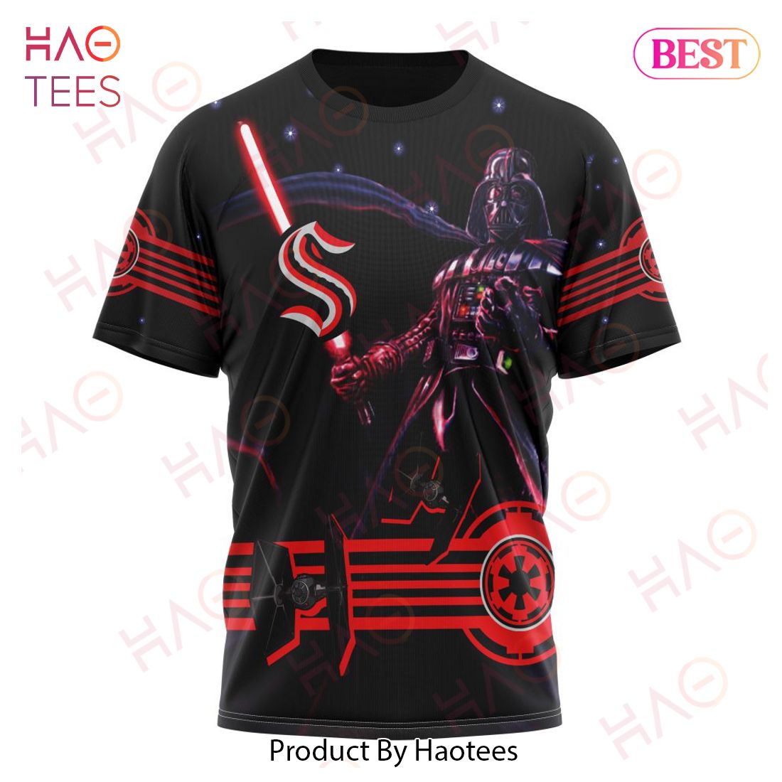NHL Seattle Kraken Specialized Starwar Darth Vader Version Jersey Hoodie NHL Seattle Kraken Specialized Starwar Darth Vader Version Jersey Hoodie