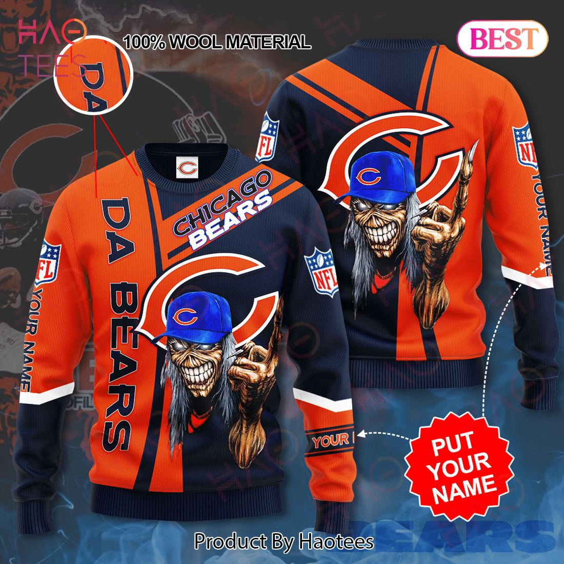 Personalized Chicago Bears Custom Sweater Personalized Chicago Bears Custom Sweater