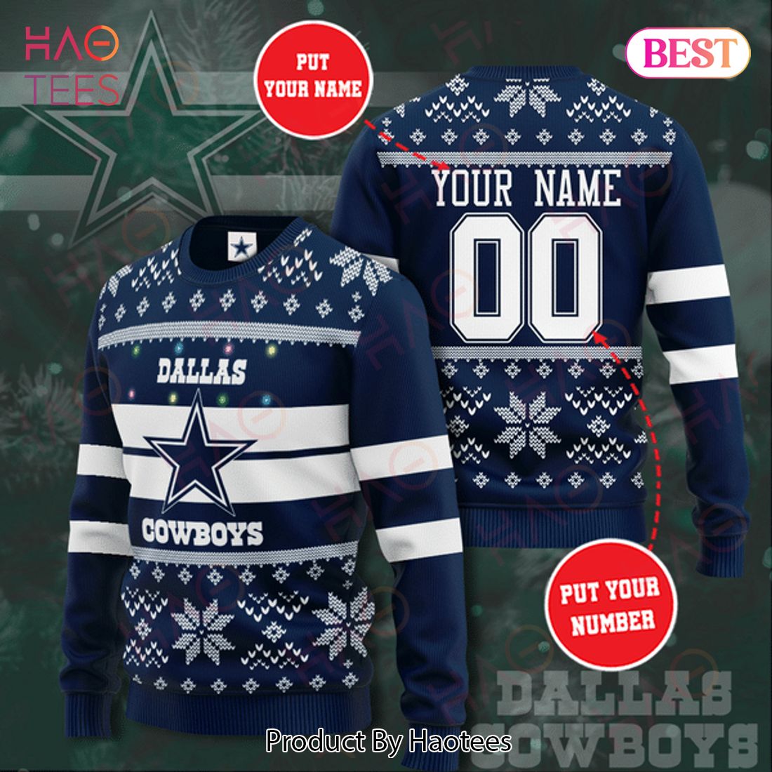 Custom Name Dallas Cowboys NFL Santa Claus Dallas Cowboys Ugly