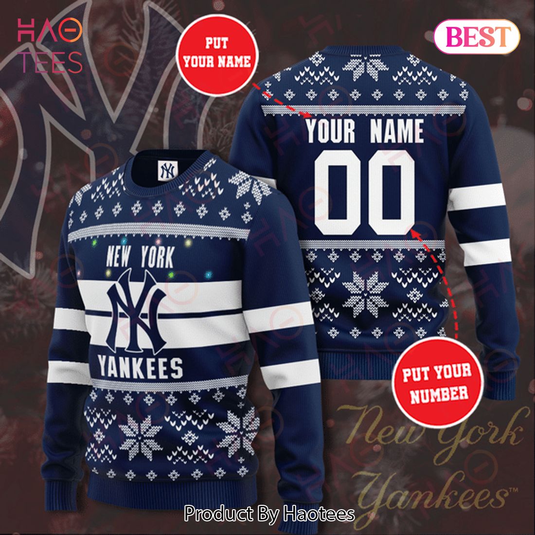 Personalized New Yord Yankees Christmas Sweater Personalized New Yord Yankees Christmas Sweater