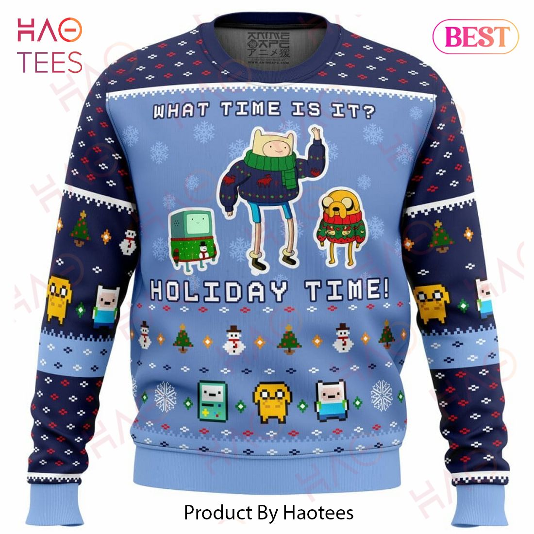 Adventure Time Christmas Time Ugly Christmas Sweater Adventure Time Christmas Time Ugly Christmas Sweater
