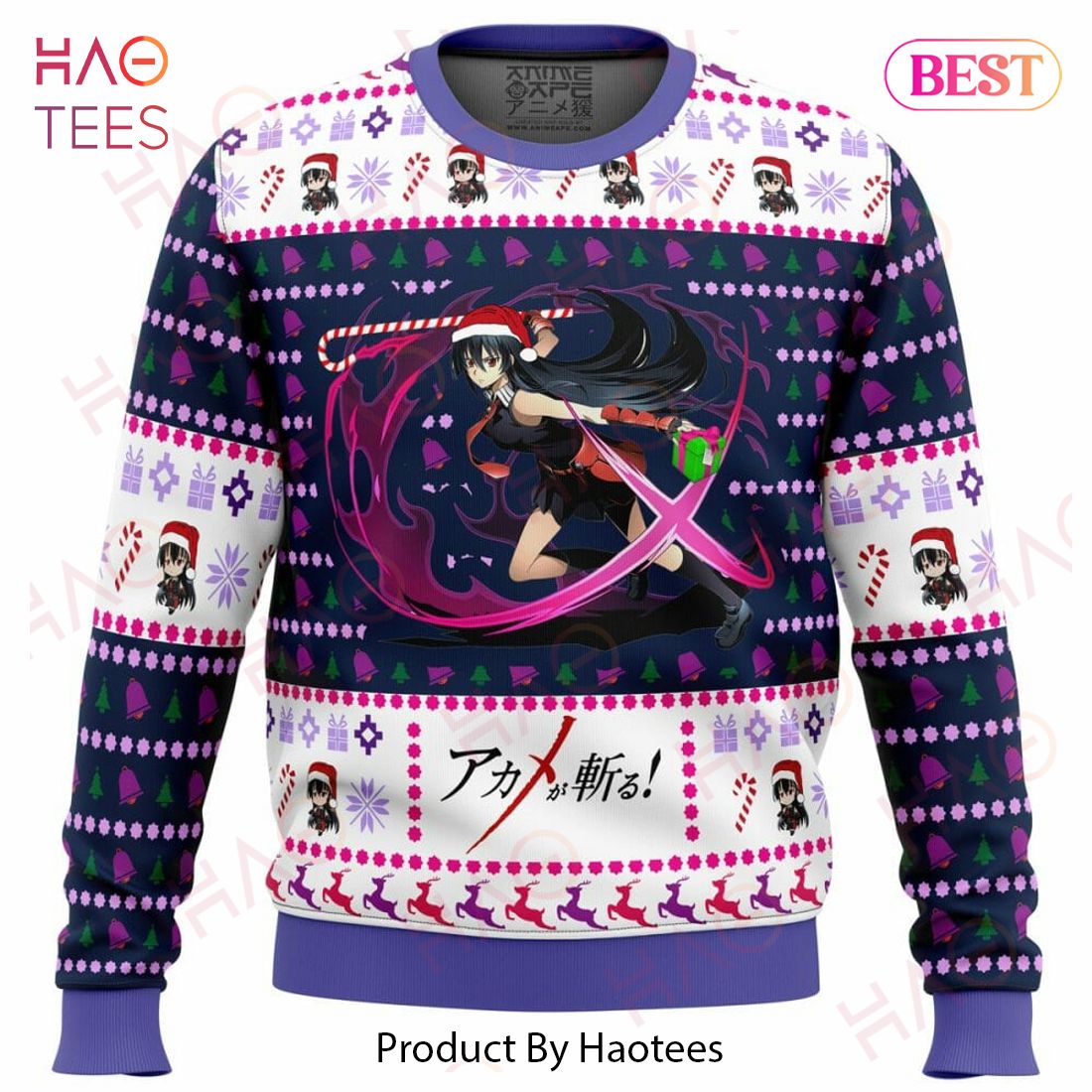 Akame ga Kill Akame Christmas Attack Ugly Christmas Sweater Akame ga Kill Akame Christmas Attack Ugly Christmas Sweater