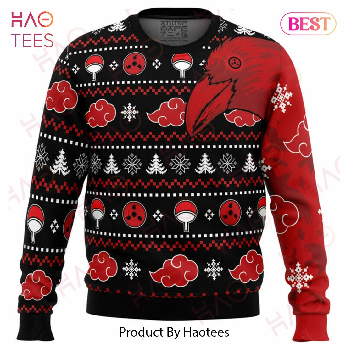 Akatsuki Itachi Symbolic Crows Naruto Christmas Sweater Akatsuki Itachi Symbolic Crows Naruto Christmas Sweater