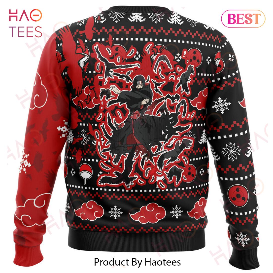 Akatsuki Itachi Symbolic Crows Naruto Christmas Sweater Akatsuki Itachi Symbolic Crows Naruto Christmas Sweater