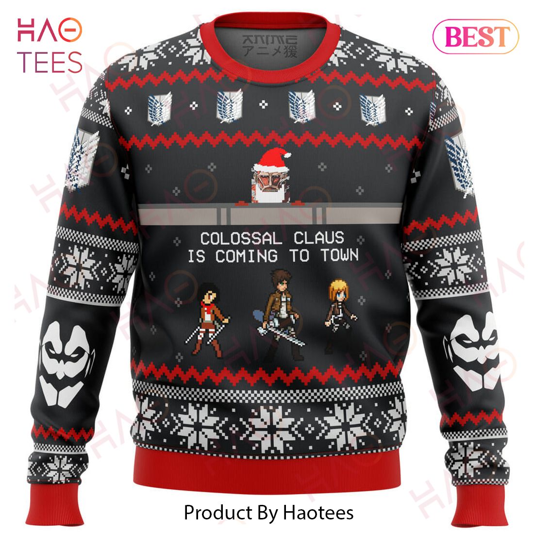 Attack on Titan Colossal Claus Ugly Christmas Sweater Attack on Titan Colossal Claus Ugly Christmas Sweater