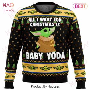 Baby Yoda All I Want Mandalorion Star Wars Ugly Christmas Sweater