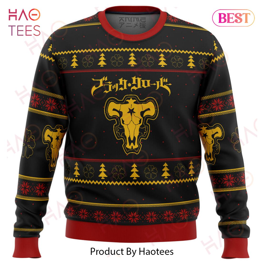 Black Clover Bulls Ugly Christmas Sweater Black Clover Bulls Ugly Christmas Sweater