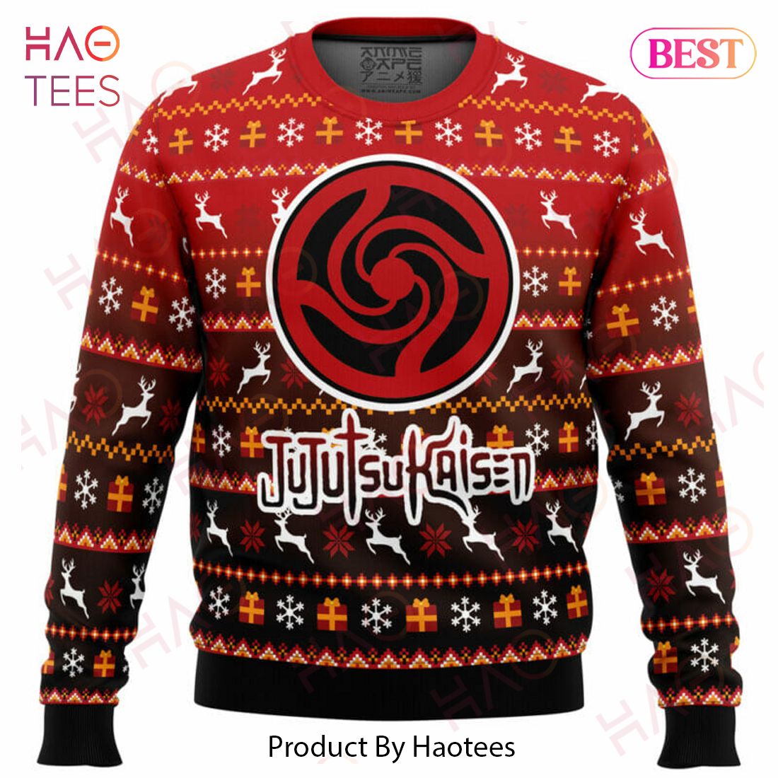 Bottons Symbol Jujutsu Kaisen Ugly Christmas Sweater Bottons Symbol Jujutsu Kaisen Ugly Christmas Sweater