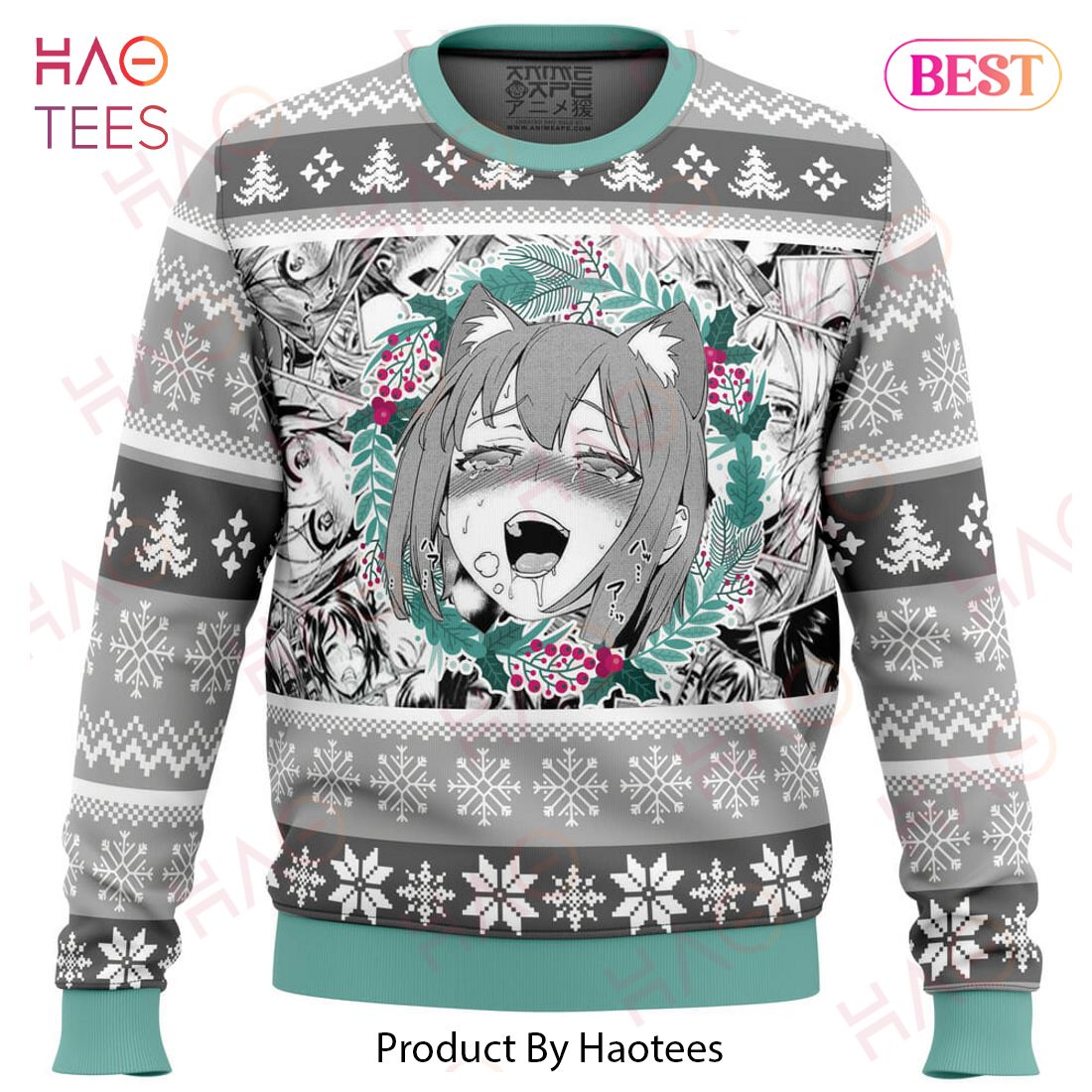 Christmas Anime Ahegao Ugly Christmas Sweater Christmas Anime Ahegao Ugly Christmas Sweater