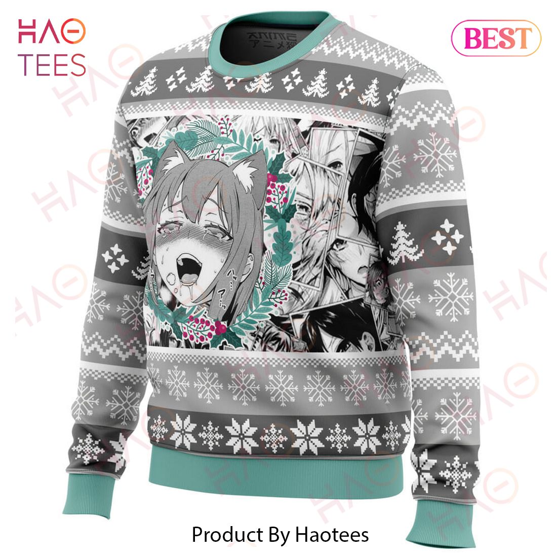 Christmas Anime Ahegao Ugly Christmas Sweater Christmas Anime Ahegao Ugly Christmas Sweater