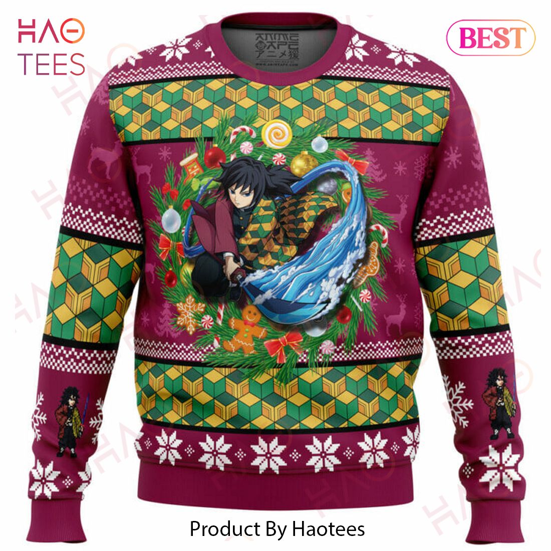 Christmas Giyuu Tomioka Demon Slayer Ugly Christmas Sweater Christmas Giyuu Tomioka Demon Slayer Ugly Christmas Sweater