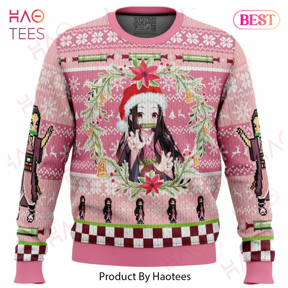 Christmas Nezuko Kamado Demon Slayer Ugly Christmas Sweater Christmas Nezuko Kamado Demon Slayer Ugly Christmas Sweater