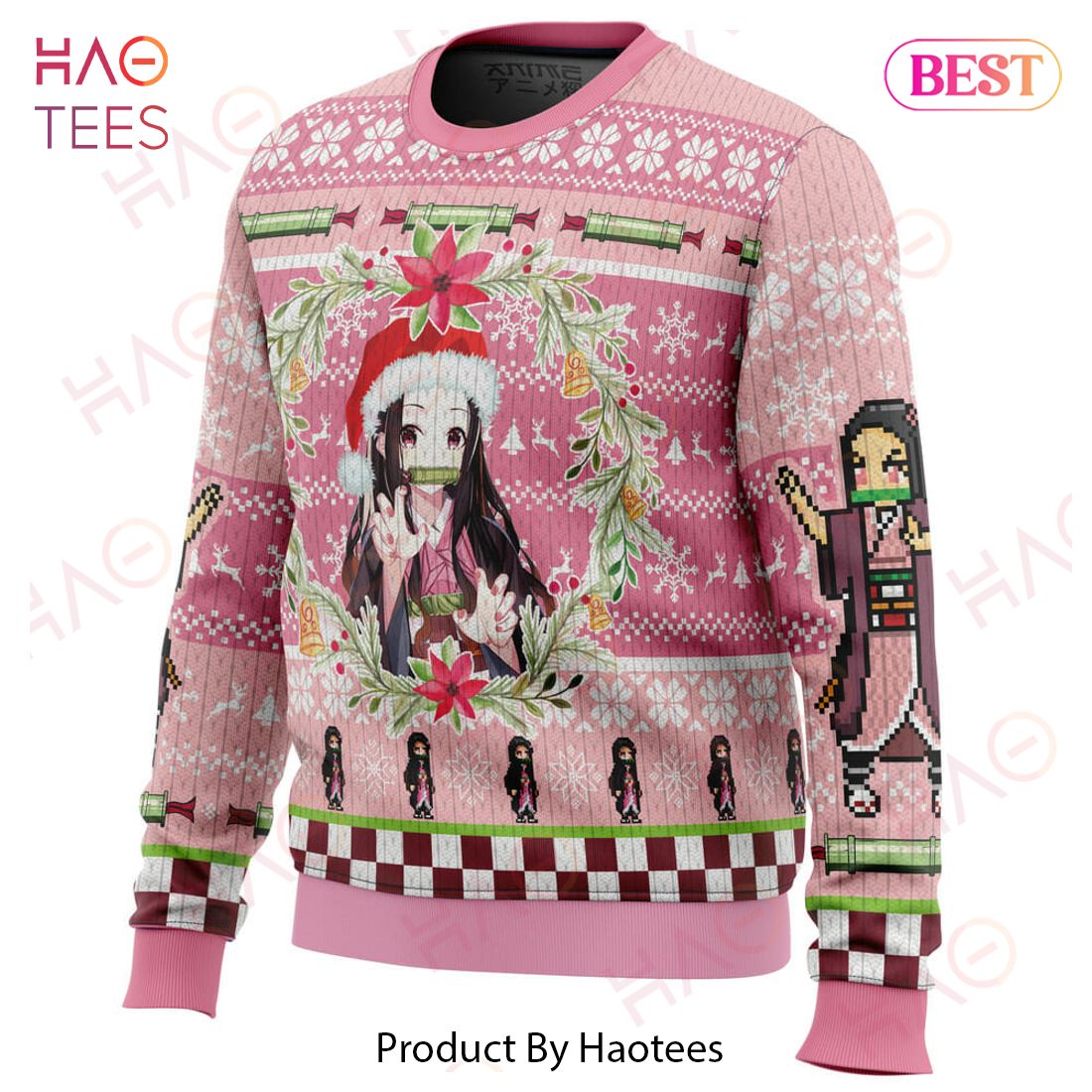 Christmas Nezuko Kamado Demon Slayer Ugly Christmas Sweater Christmas Nezuko Kamado Demon Slayer Ugly Christmas Sweater