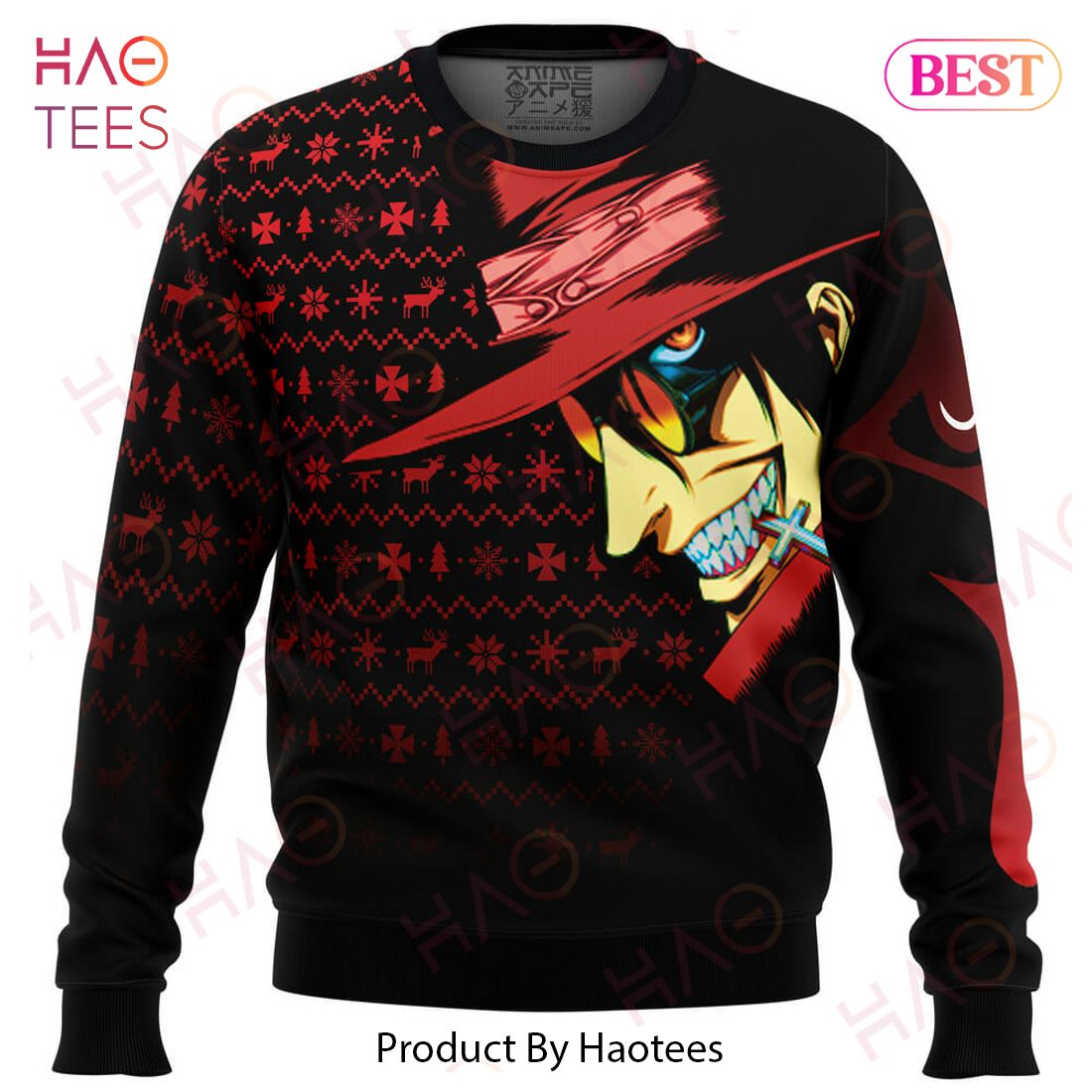 Dark Fanstasy Alucard Hellsing Ugly Christmas Sweater Dark Fanstasy Alucard Hellsing Ugly Christmas Sweater