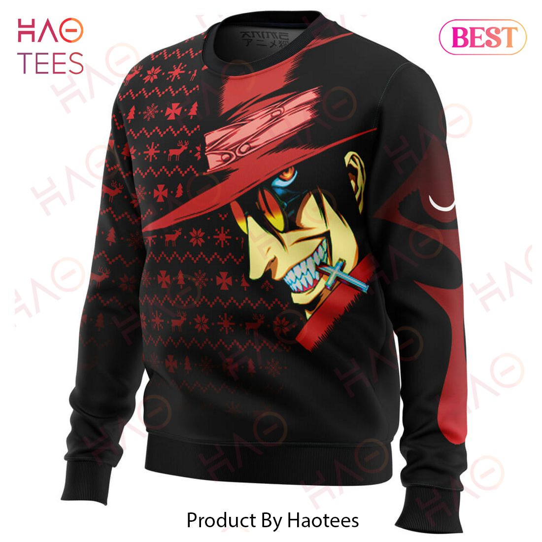 Dark Fanstasy Alucard Hellsing Ugly Christmas Sweater Dark Fanstasy Alucard Hellsing Ugly Christmas Sweater