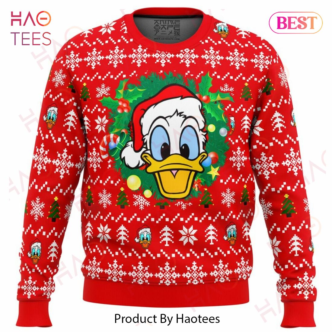 Donald Duck Christmas Head Ugly Christmas Sweater Donald Duck Christmas Head Ugly Christmas Sweater