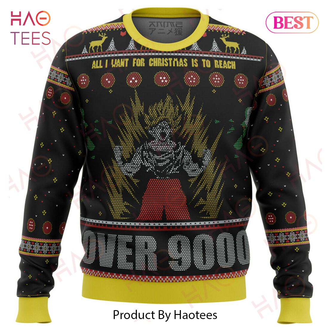 Dragonball Z Goku Over 9000 Ugly Christmas Sweater