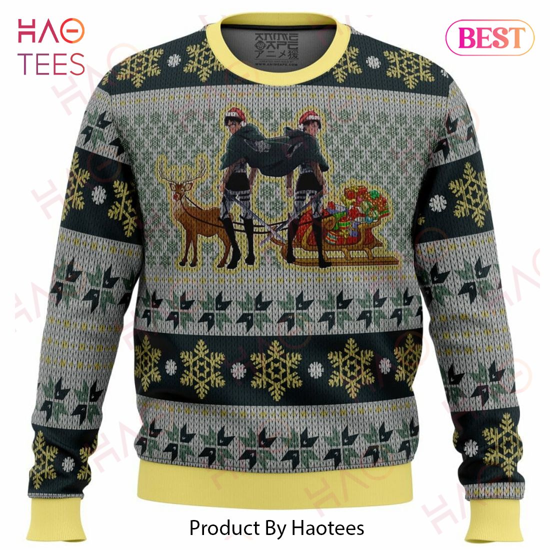 Eren Yeager and Levi Ackerman Attack on Titan Ugly Christmas Sweater Eren Yeager and Levi Ackerman Attack on Titan Ugly Christmas Sweater