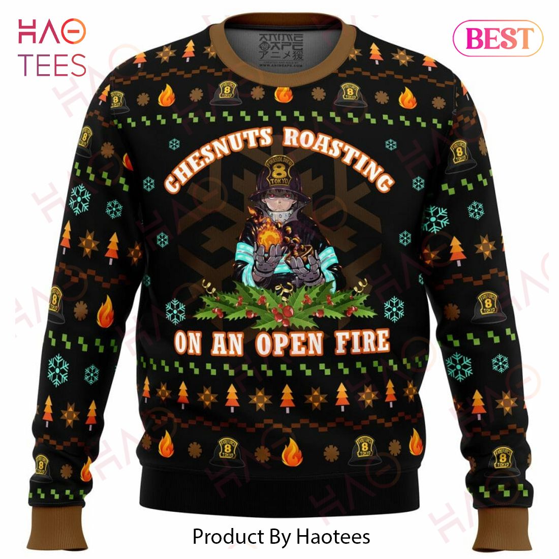 Fire Force Chesnuts Roasting Ugly Christmas Sweater Fire Force Chesnuts Roasting Ugly Christmas Sweater