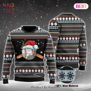 Gifury Baseball Ugly Christmas Sweater Baseball Ball Pattern Black Sweater Baseball Sweater 2022