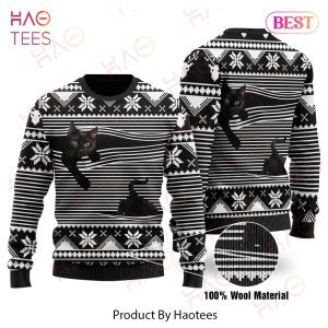 Gifury Cat Christmas Sweater Black Cat Christmas Pattern Black White 3d Ugly Sweater Cat Ugly Sweater 2022