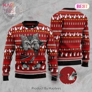 Gifury Cat Christmas Sweater Cat Scratch 3d Red Ugly Sweater Cat Ugly Sweater 2022