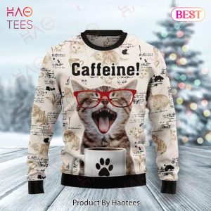 Gifury Cat Christmas Sweater Catfeine Cat And Coffee Ugly Sweater Cat Ugly Sweater 2022