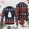 Gifury Cat Christmas Sweater Meowy Catmas White Cat Christmas Pattern Blue Red Ugly Sweater Cat Ugly Sweater 2022
