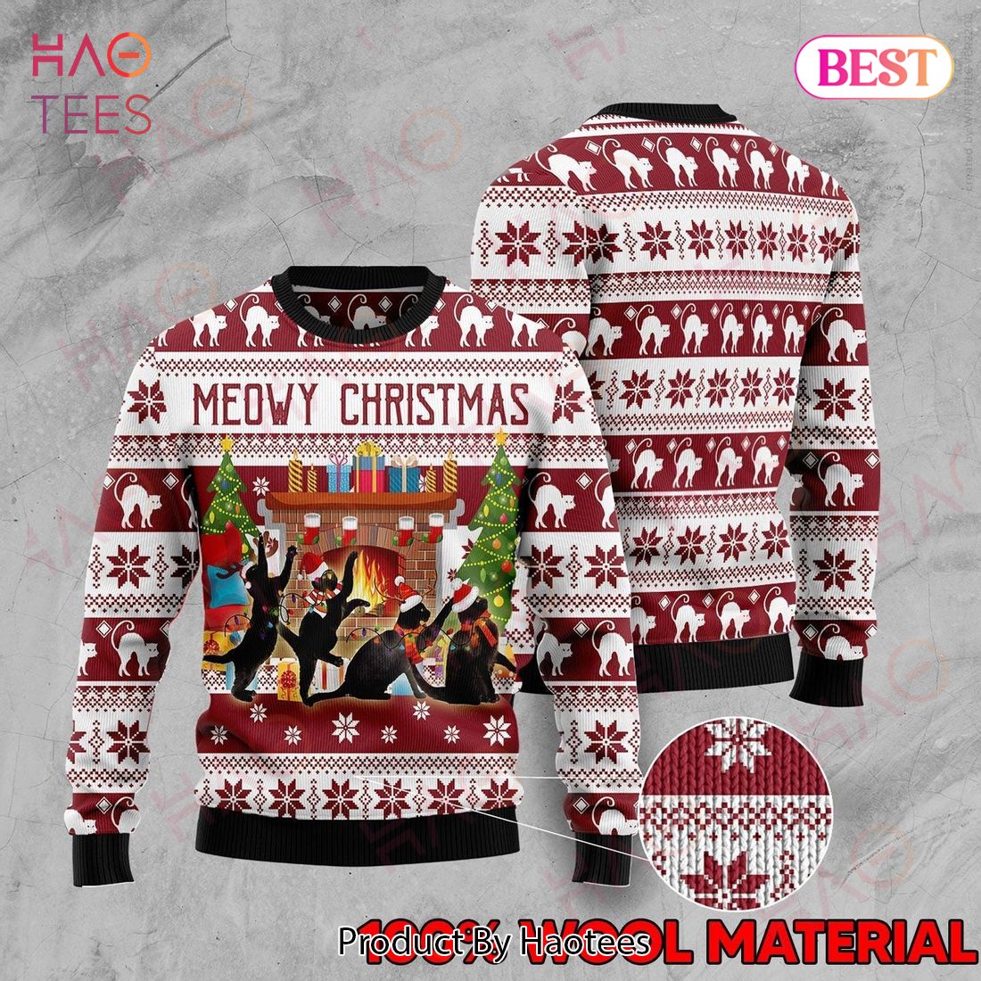 Gifury Cat Sweater Black Cats Meowy Christmas Red White Ugly Sweater Cat Ugly Sweater 2022 Gifury Cat Sweater Black Cats Meowy Christmas Red White Ugly Sweater Cat Ugly Sweater 2022