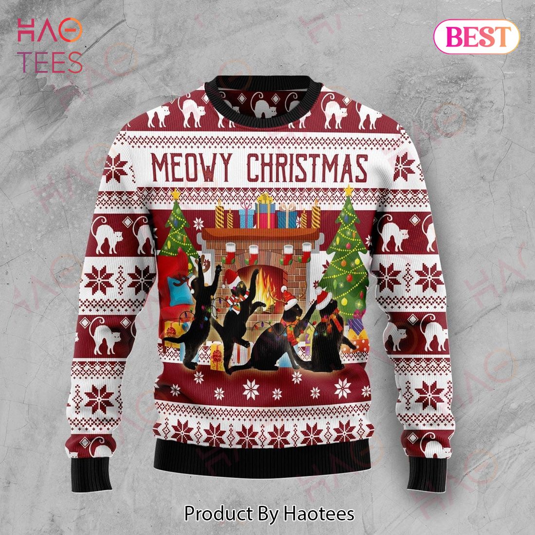 Gifury Cat Sweater Black Cats Meowy Christmas Red White Ugly Sweater Cat Ugly Sweater 2022 Gifury Cat Sweater Black Cats Meowy Christmas Red White Ugly Sweater Cat Ugly Sweater 2022