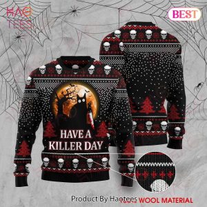 Gifury Cat Ugly Sweater Black Cat Halloween Have A Killer Day Black Red Sweater Cat Sweater 2022